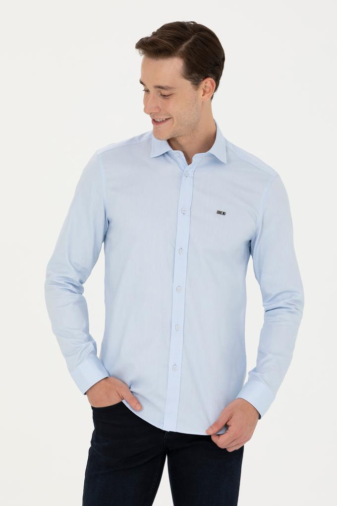Erkek Açık Mavi Uzun Kollu Basic Gömlek