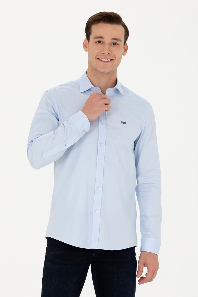 Erkek Açık Mavi Uzun Kollu Basic Gömlek - 50271279006