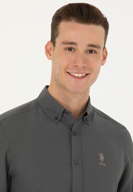 Erkek Antrasit Uzun Kollu Basic Gömlek - 50271293042