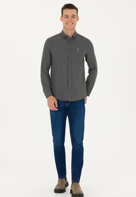Erkek Antrasit Uzun Kollu Basic Gömlek - 50271293042
