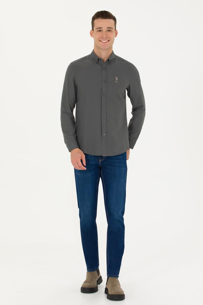 Erkek Antrasit Uzun Kollu Basic Gömlek - 50271293042