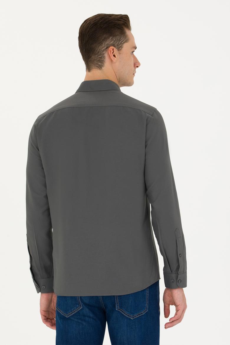 Erkek Antrasit Uzun Kollu Basic Gömlek - 50271293042