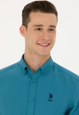 Erkek Petrol Uzun Kollu Basic Gömlek - 50271293060