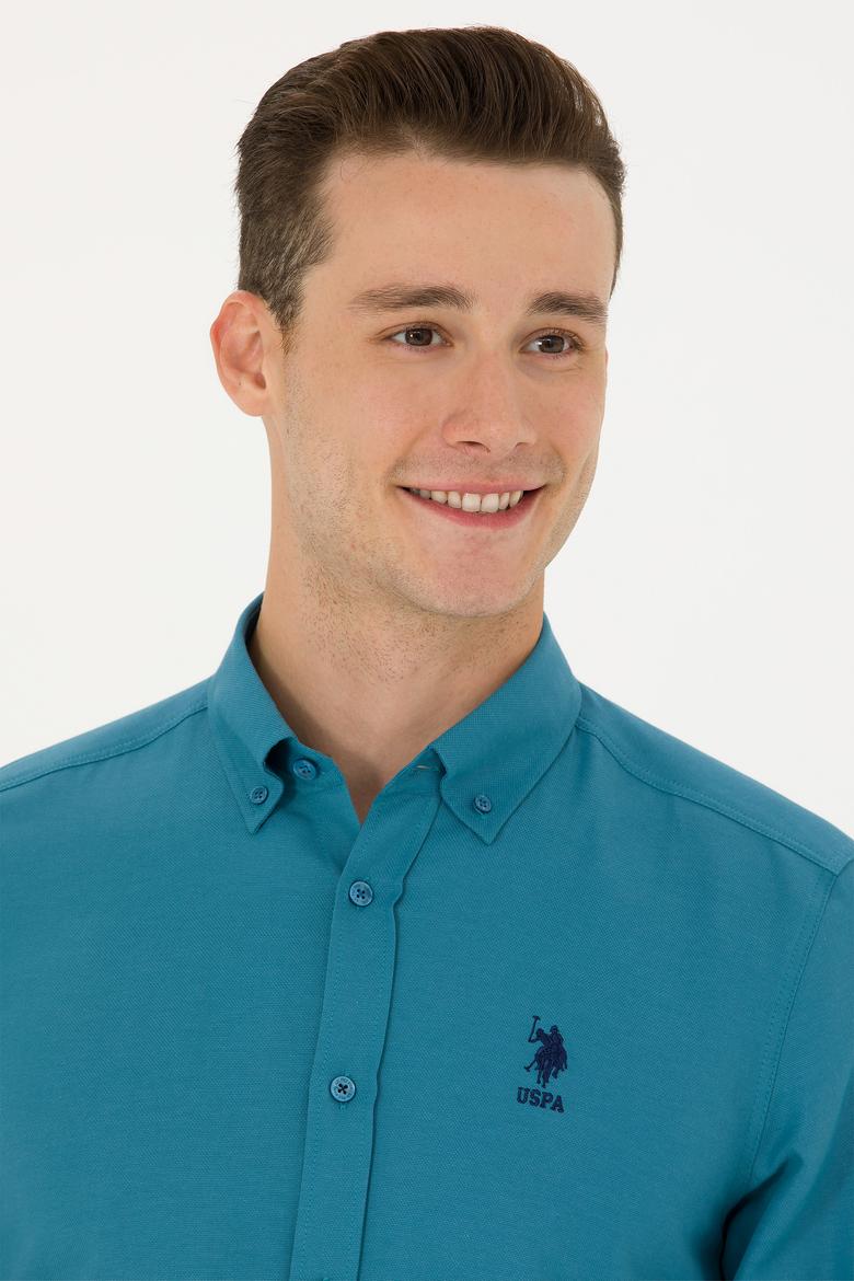 Erkek Petrol Uzun Kollu Basic Gömlek - 50271293060