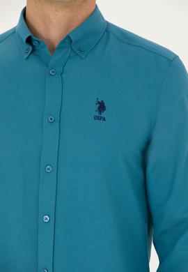 Erkek Petrol Uzun Kollu Basic Gömlek - 50271293060