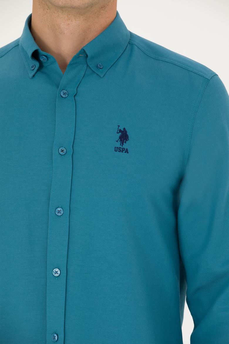 Erkek Petrol Uzun Kollu Basic Gömlek - 50271293060