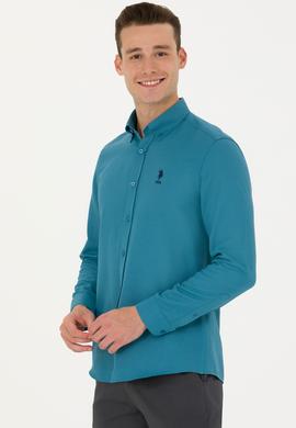 Erkek Petrol Uzun Kollu Basic Gömlek - 50271293060