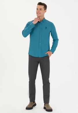 Erkek Petrol Uzun Kollu Basic Gömlek - 50271293060