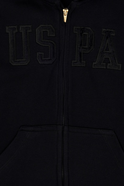Çocuk Siyah Fermuarlı Basic Sweatshirt