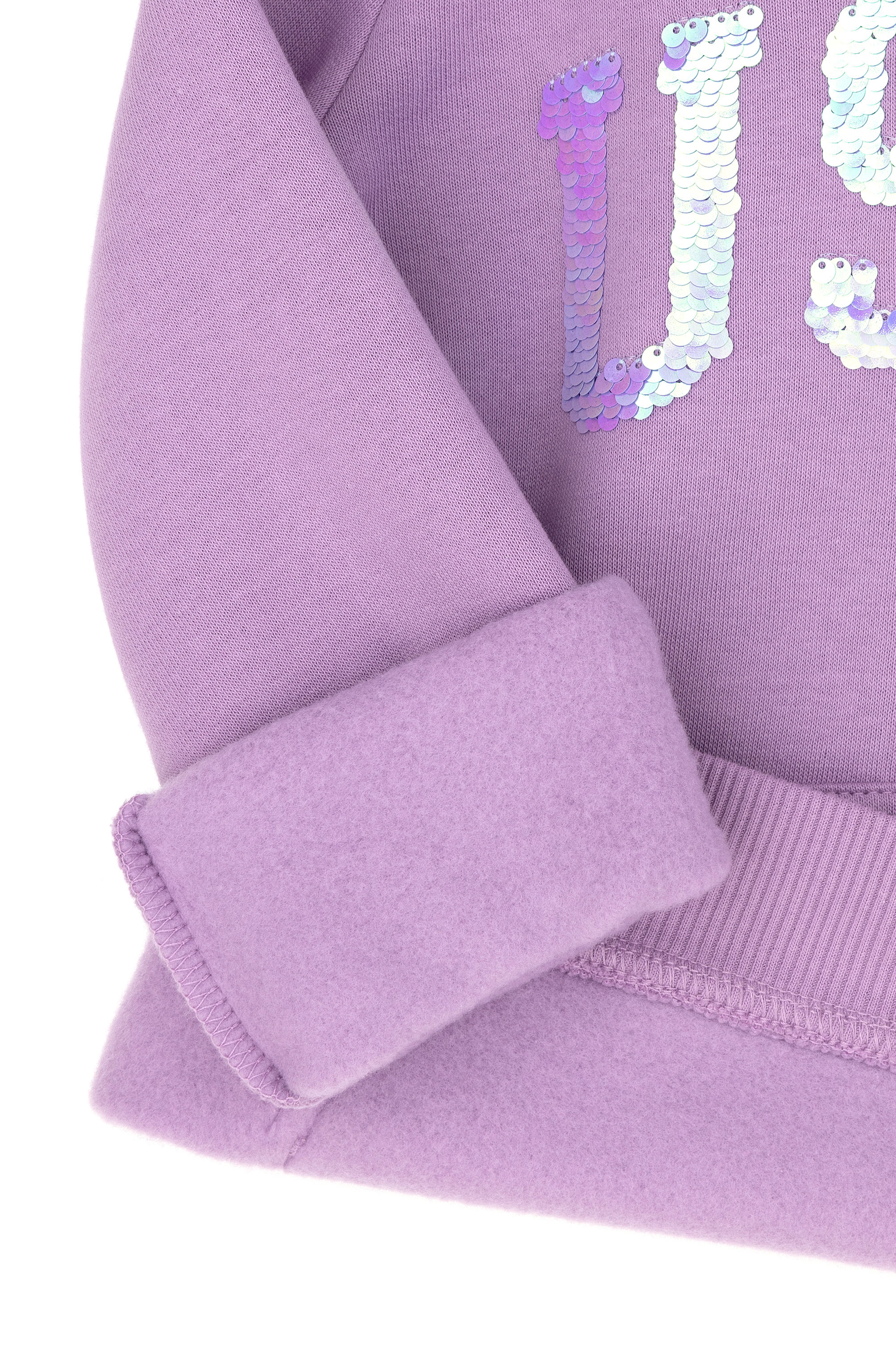 Çocuk Lila Basic Kapüşonlu Sweatshirt - Image 4