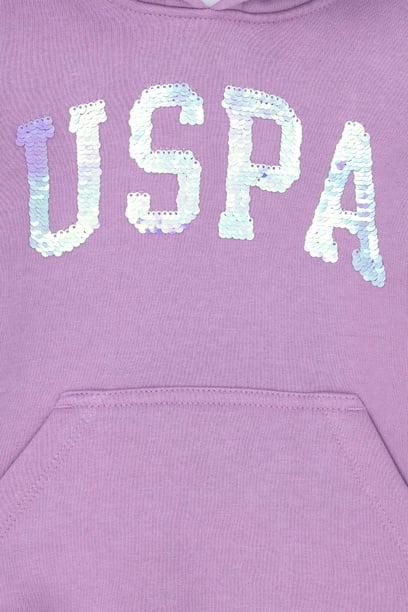 Çocuk Lila Basic Kapüşonlu Sweatshirt