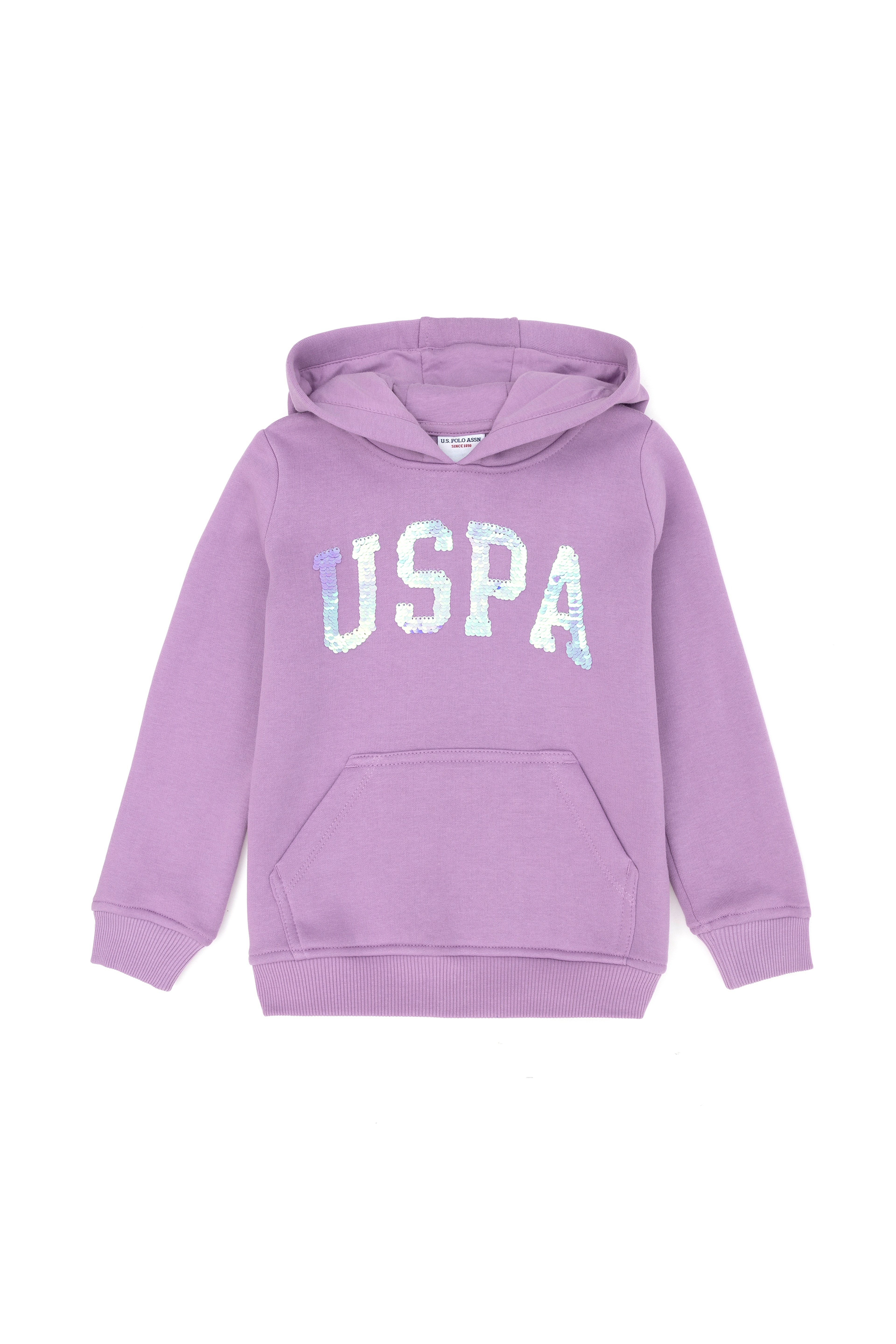 Çocuk Lila Basic Kapüşonlu Sweatshirt - Image 1