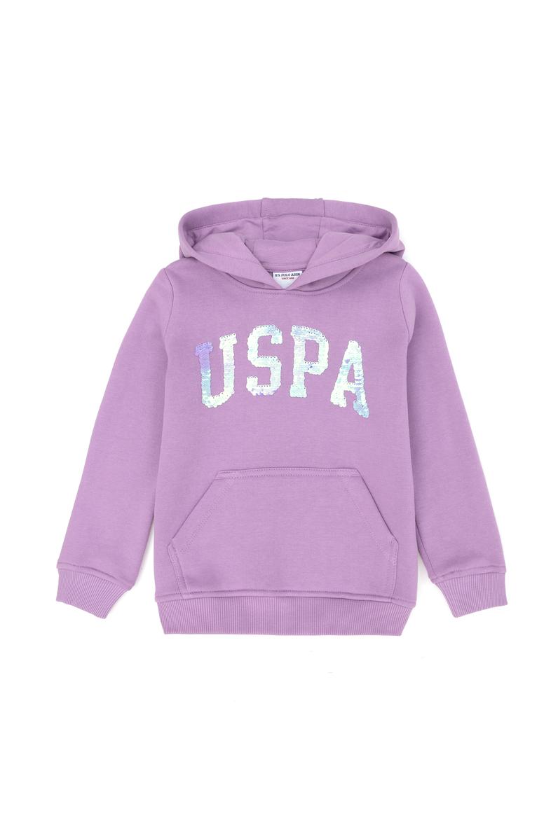 Çocuk Lila Basic Kapüşonlu Sweatshirt