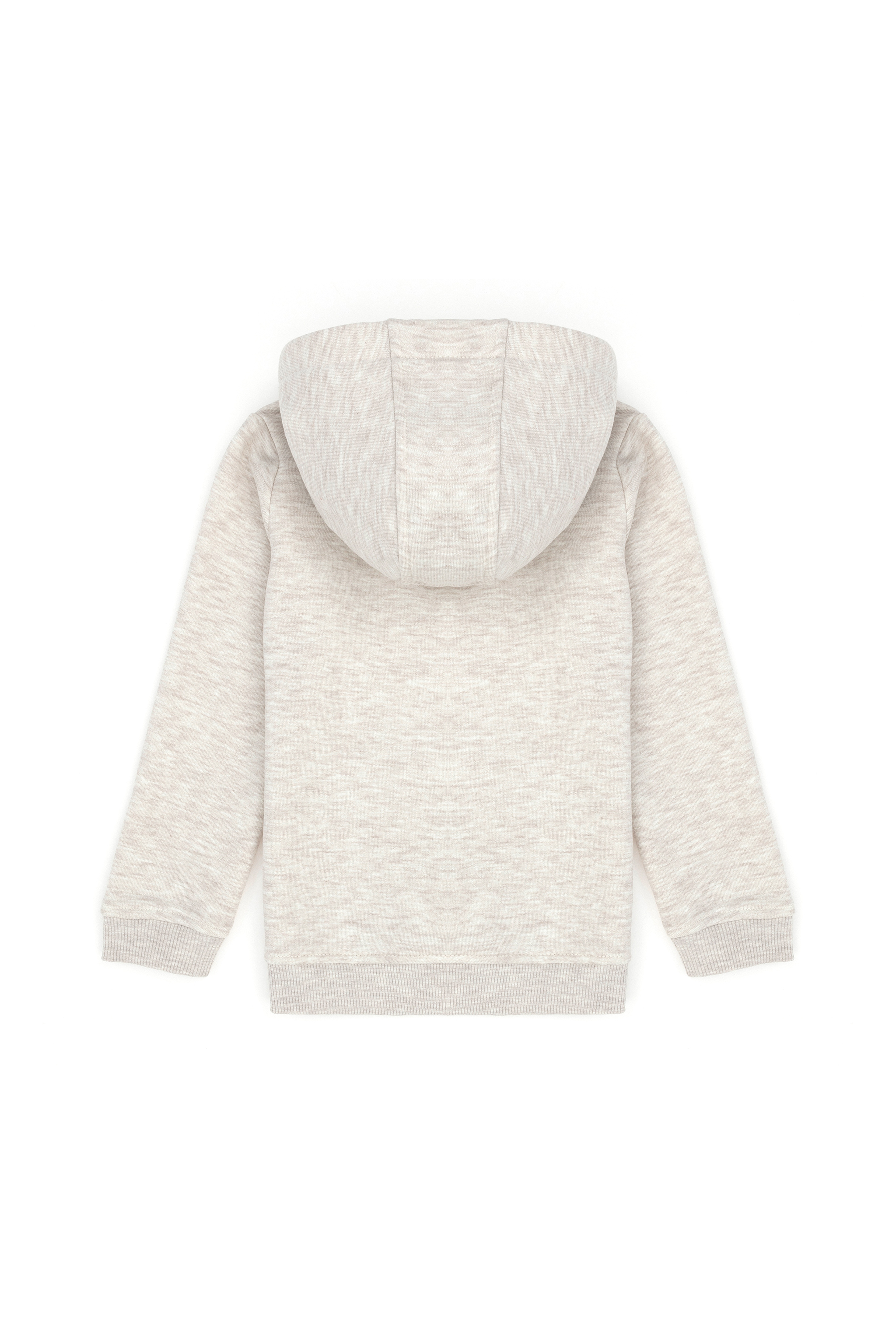 Çocuk Bej Melanj Basic Kapüşonlu Sweatshirt - Image 3