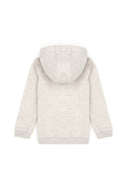 Çocuk Bej Melanj Basic Kapüşonlu Sweatshirt