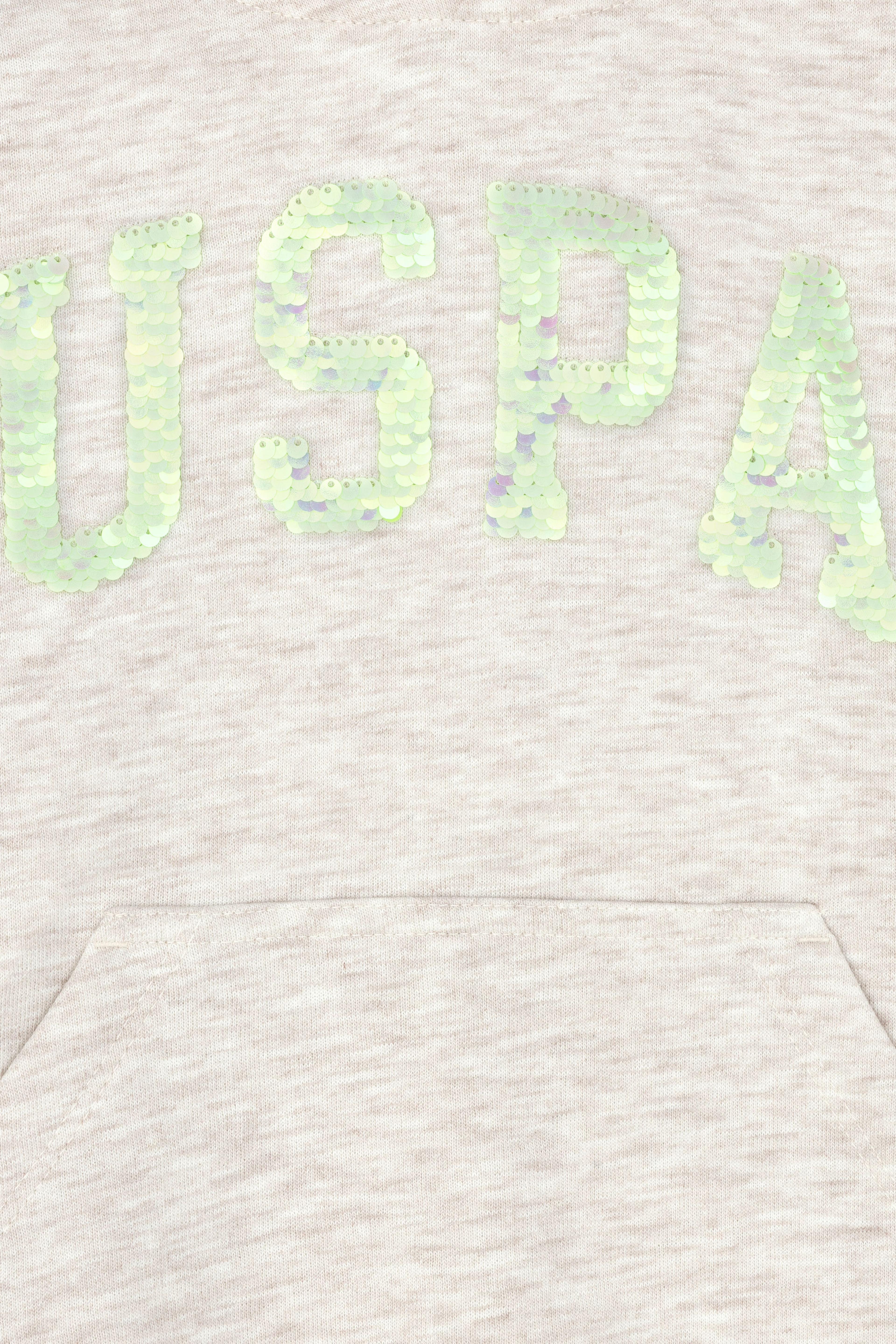 Çocuk Bej Melanj Basic Kapüşonlu Sweatshirt - Image 4