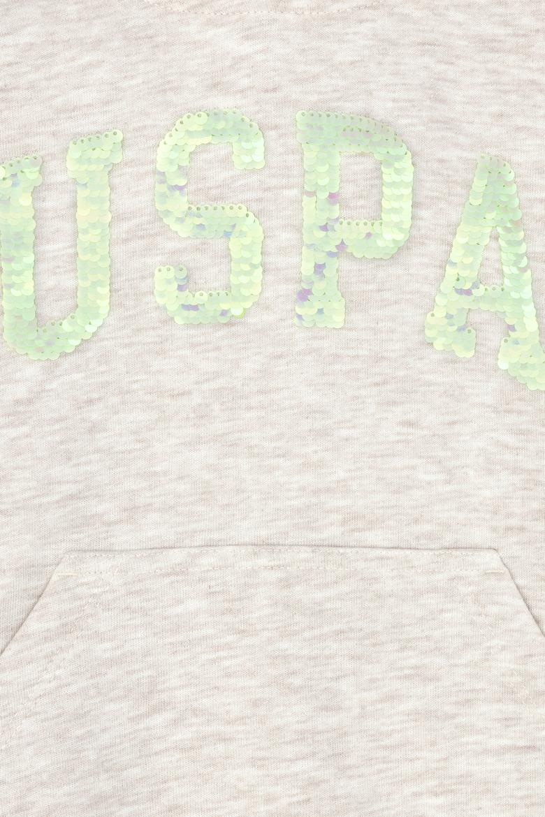 Çocuk Bej Melanj Basic Kapüşonlu Sweatshirt - 50272615066