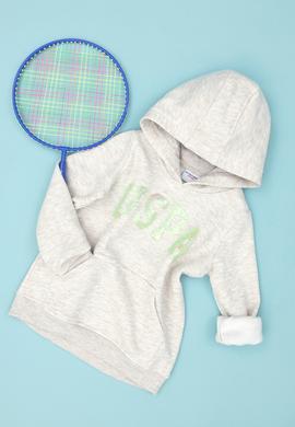 Çocuk Bej Melanj Basic Kapüşonlu Sweatshirt - 50272615066