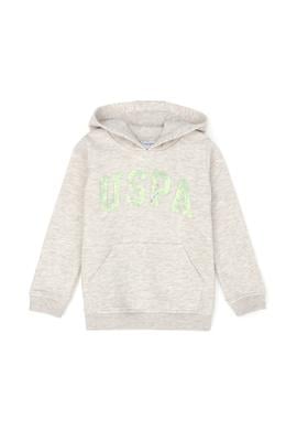 Çocuk Bej Melanj Basic Kapüşonlu Sweatshirt - 50272615066