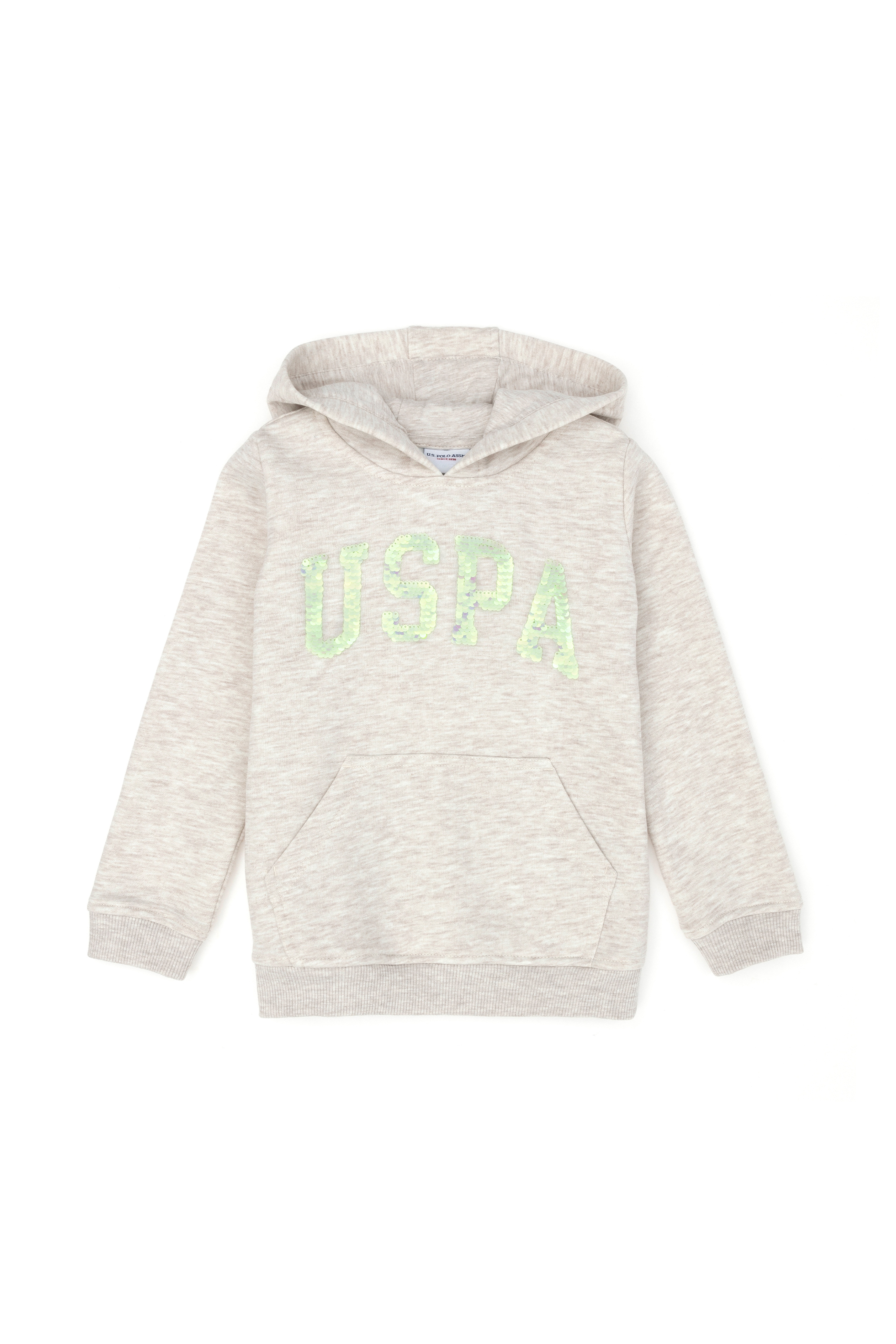 Çocuk Bej Melanj Basic Kapüşonlu Sweatshirt