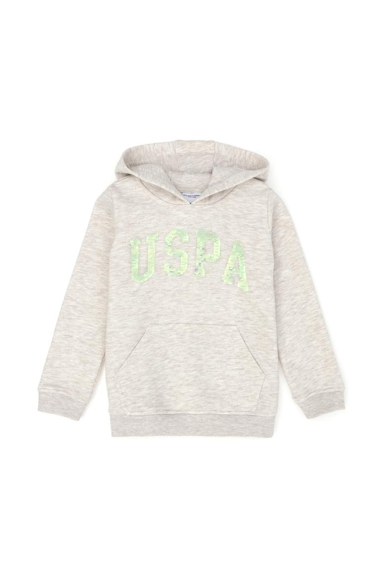 Çocuk Bej Melanj Basic Kapüşonlu Sweatshirt - 50272615066