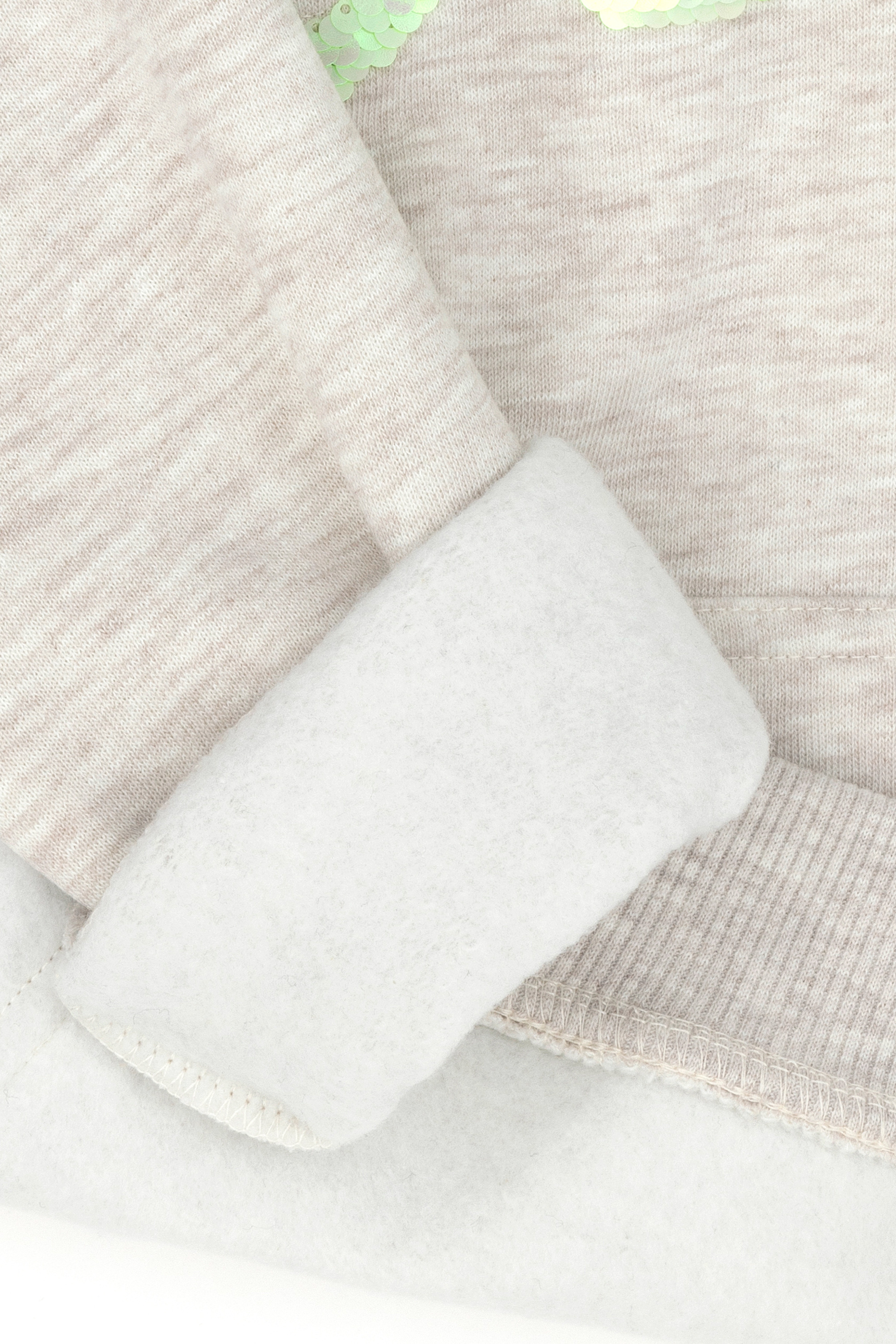 Çocuk Bej Melanj Basic Kapüşonlu Sweatshirt - Image 5