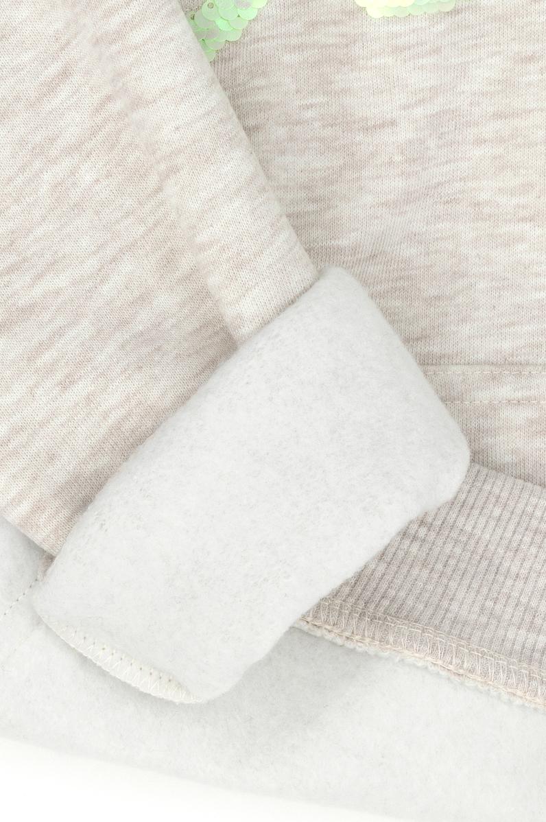 Çocuk Bej Melanj Basic Kapüşonlu Sweatshirt