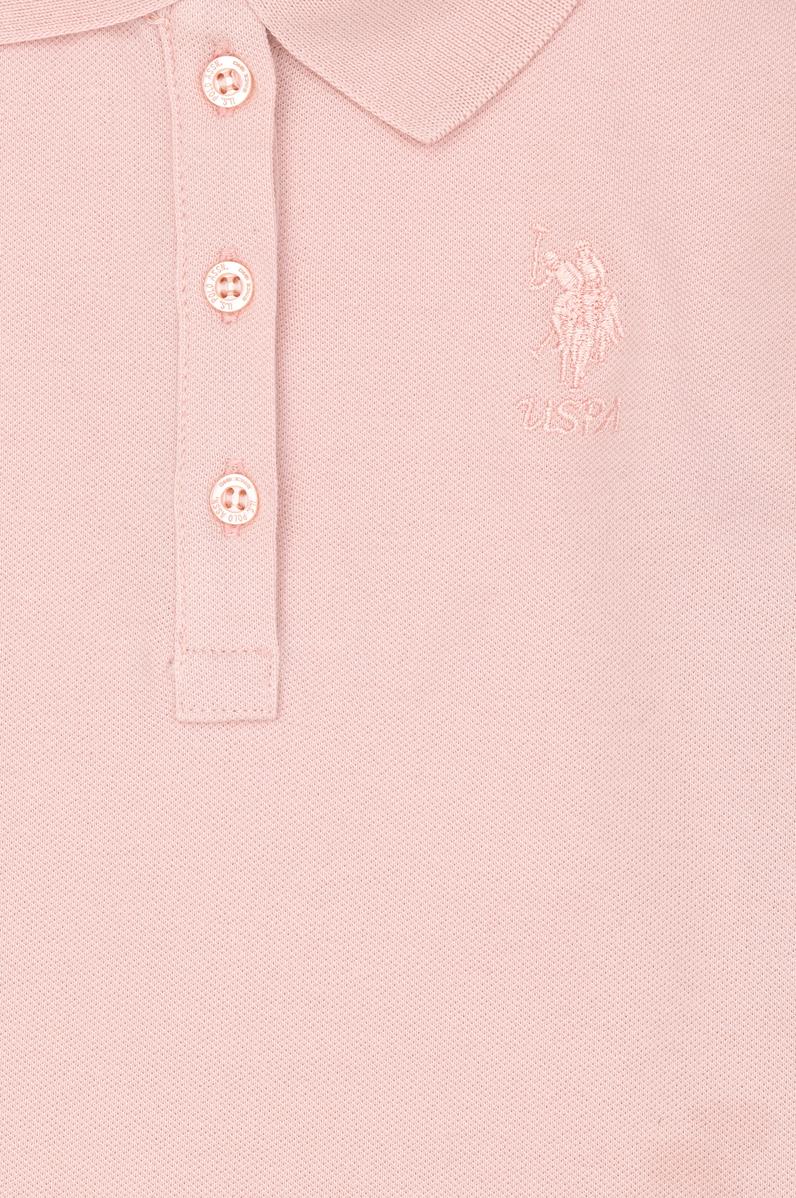Kız Çocuk Toz Pembe Basic Polo Yaka Sweatshirt