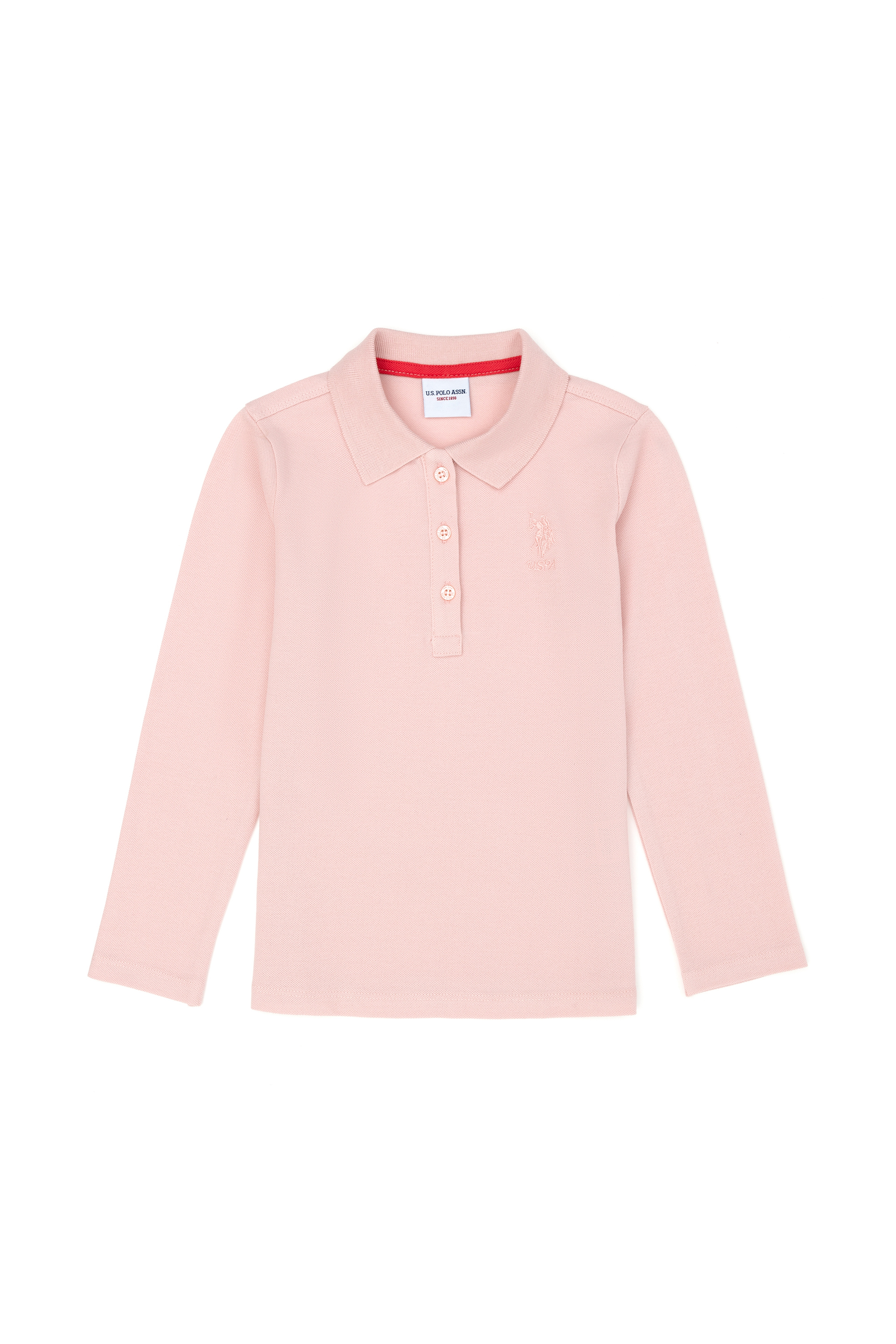 Kız Çocuk Toz Pembe Basic Polo Yaka Sweatshirt - Image 2