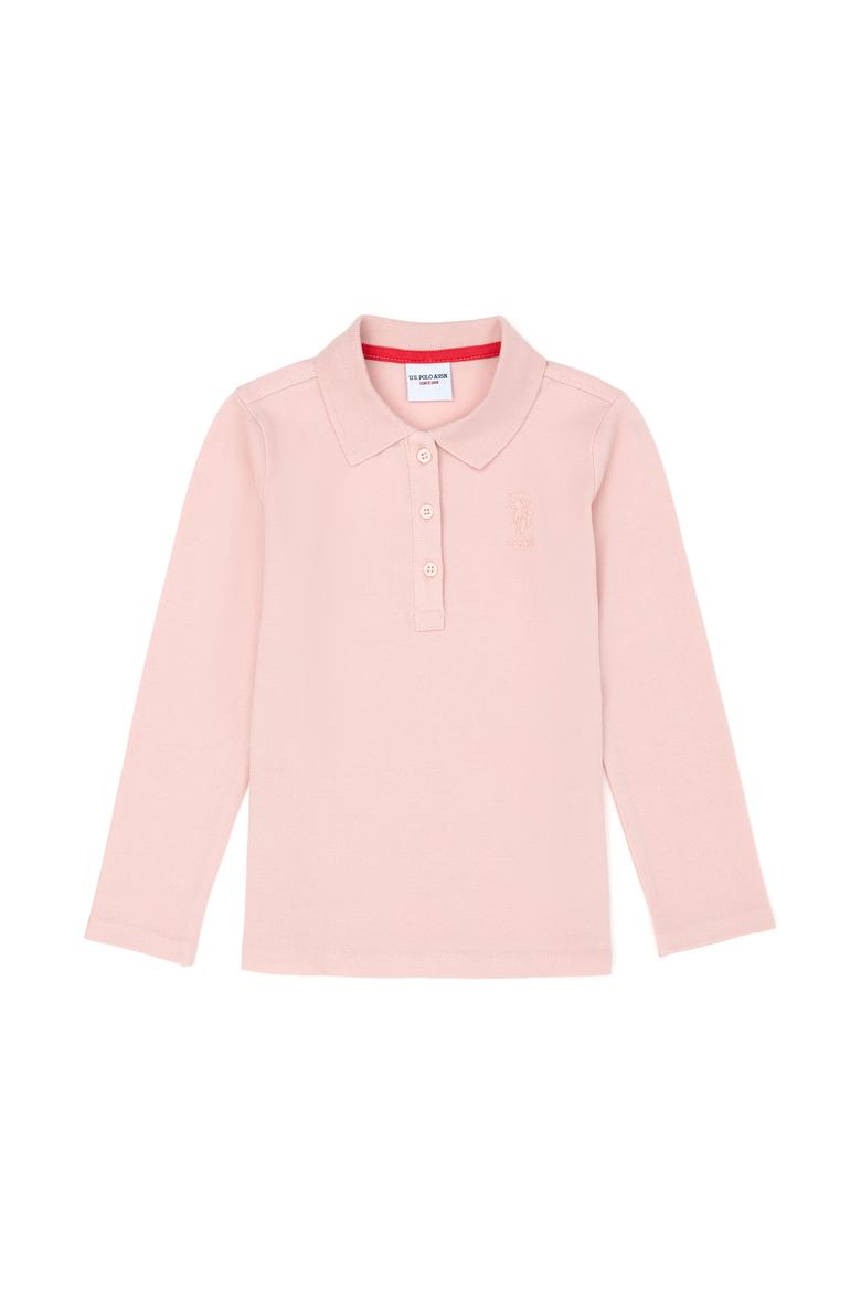Kız Çocuk Toz Pembe Basic Polo Yaka Sweatshirt - 50272630069