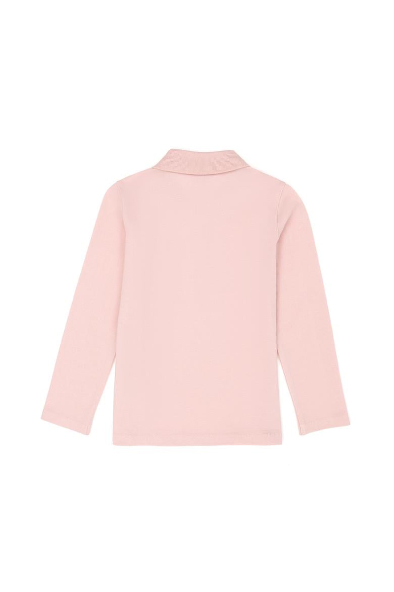 Kız Çocuk Toz Pembe Basic Polo Yaka Sweatshirt - 50272630069