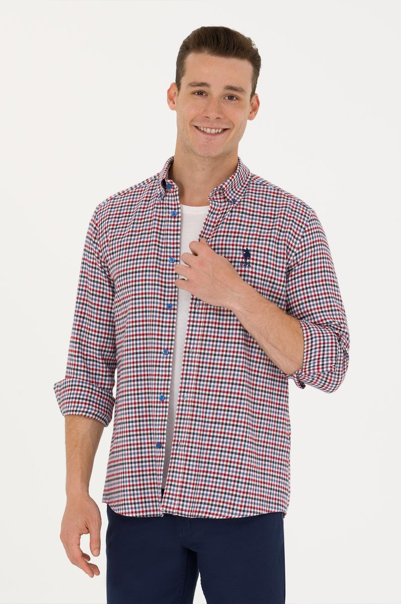 Erkek Saks Uzun Kollu Gömlek