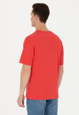 Erkek Kırmızı Comfort Bisiklet Yaka Tişört - 50263283014