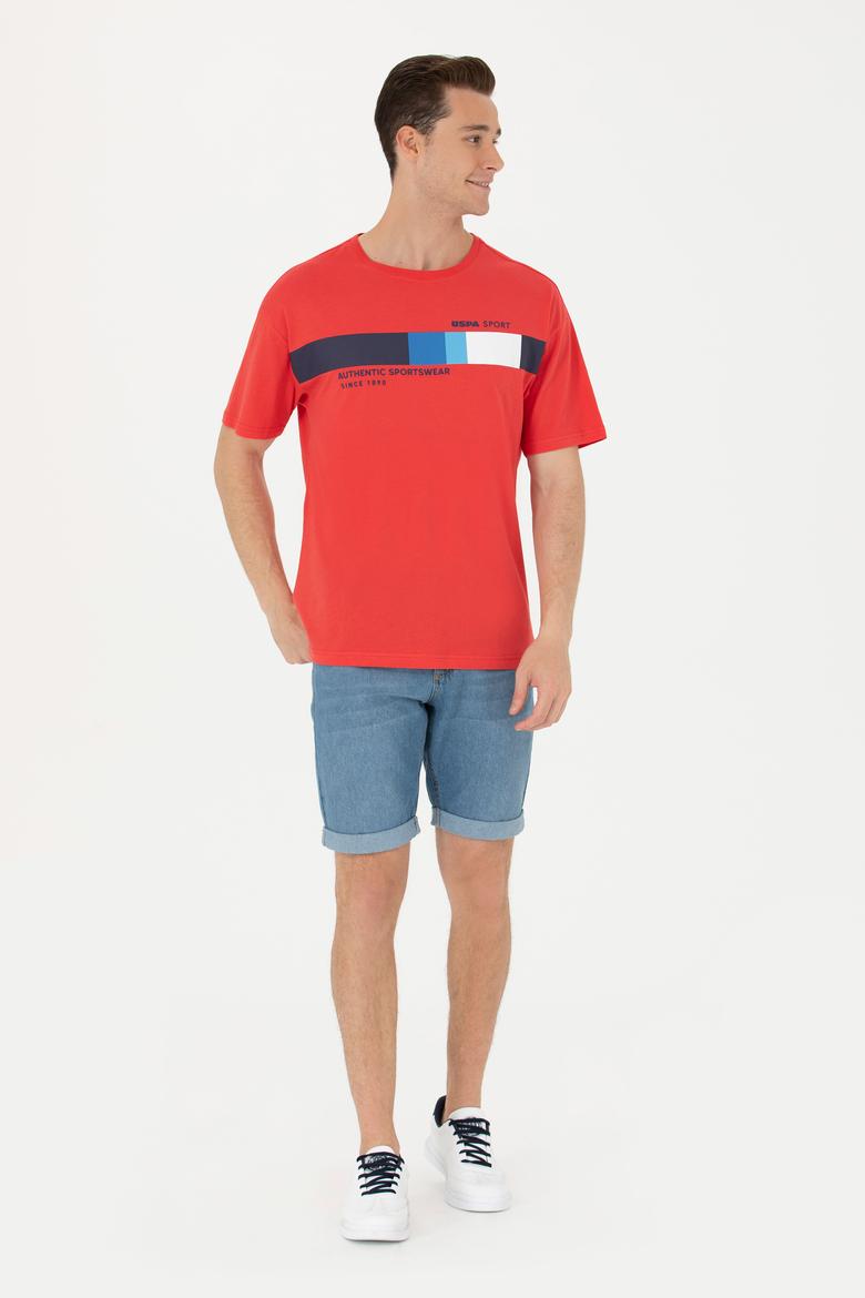 Erkek Kırmızı Comfort Bisiklet Yaka Tişört - 50263283014