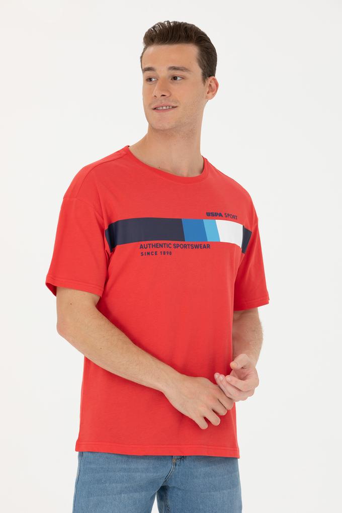 Erkek Kırmızı Comfort Bisiklet Yaka Tişört