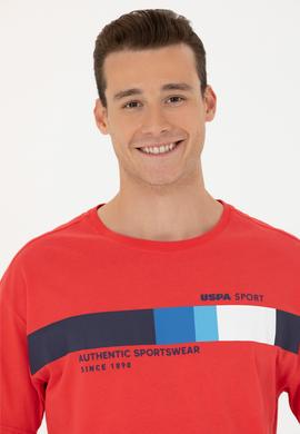 Erkek Kırmızı Comfort Bisiklet Yaka Tişört - 50263283014