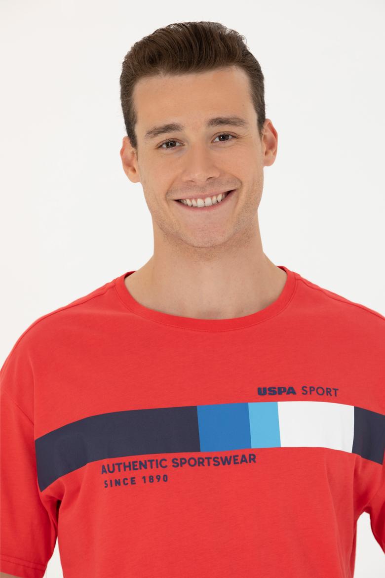 Erkek Kırmızı Comfort Bisiklet Yaka Tişört - 50263283014