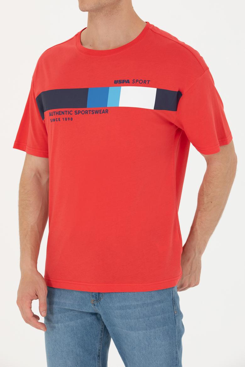 Erkek Kırmızı Comfort Bisiklet Yaka Tişört - 50263283014