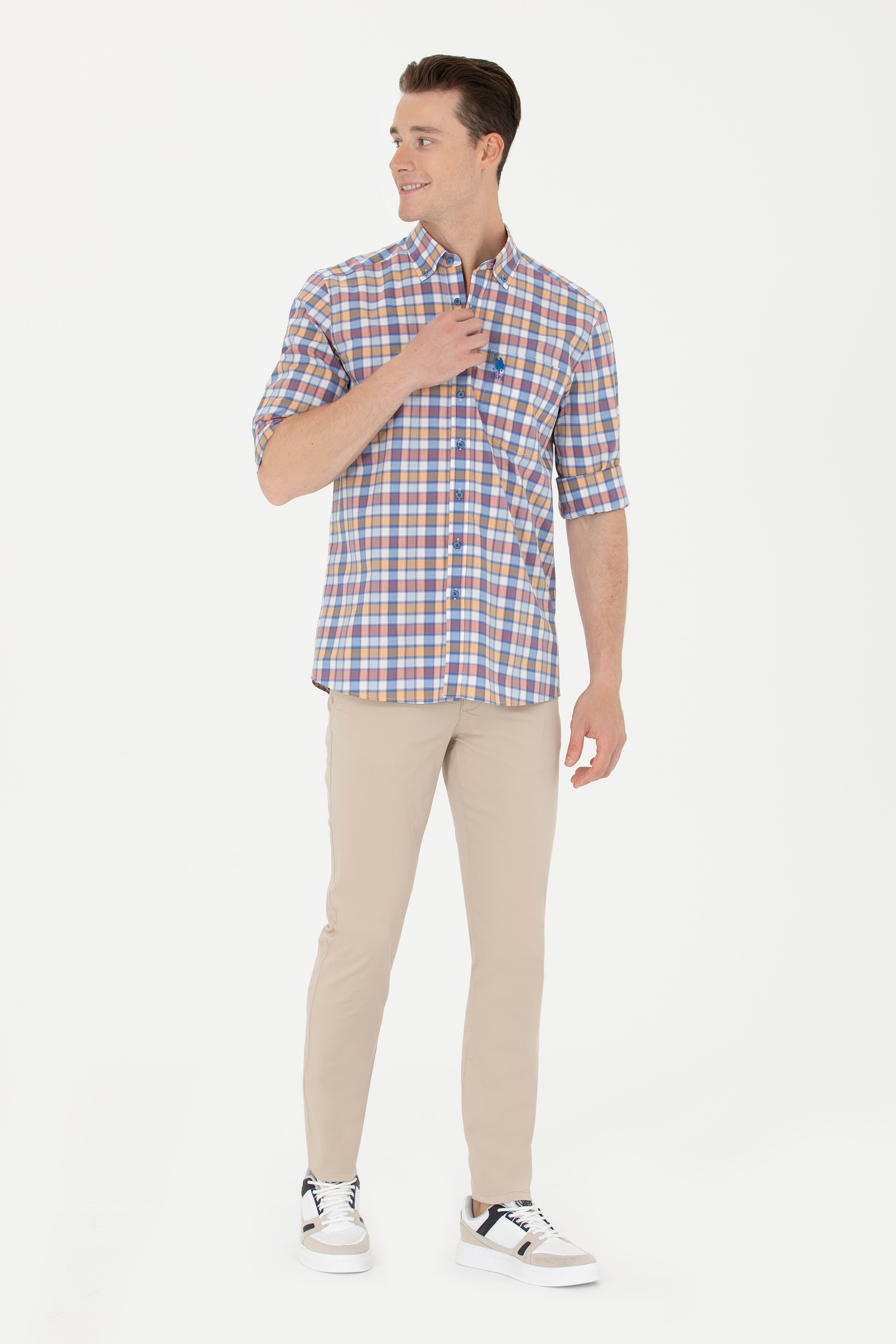 Erkek Slim Fit Taş Kanvas Pantolon - Image 3