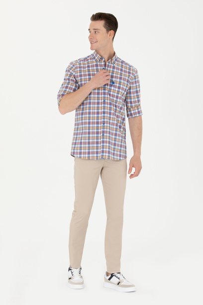 Erkek Slim Fit Taş Kanvas Pantolon