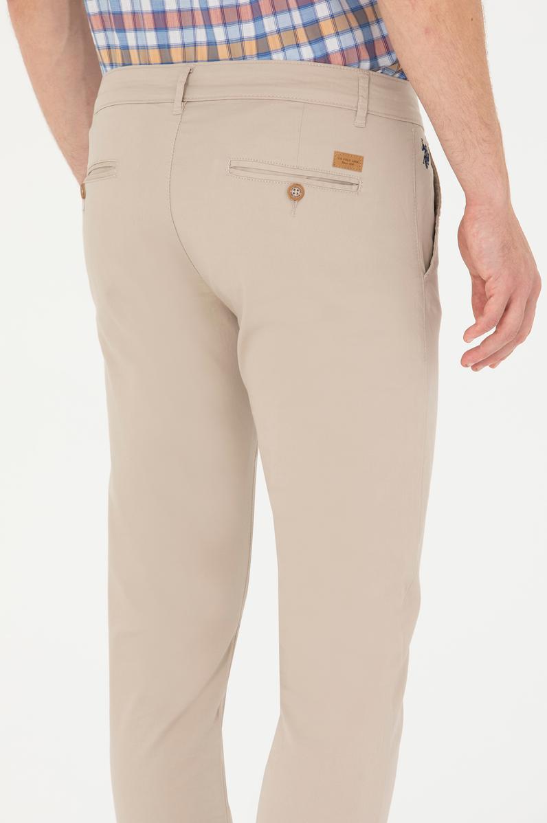 Erkek Slim Fit Taş Kanvas Pantolon