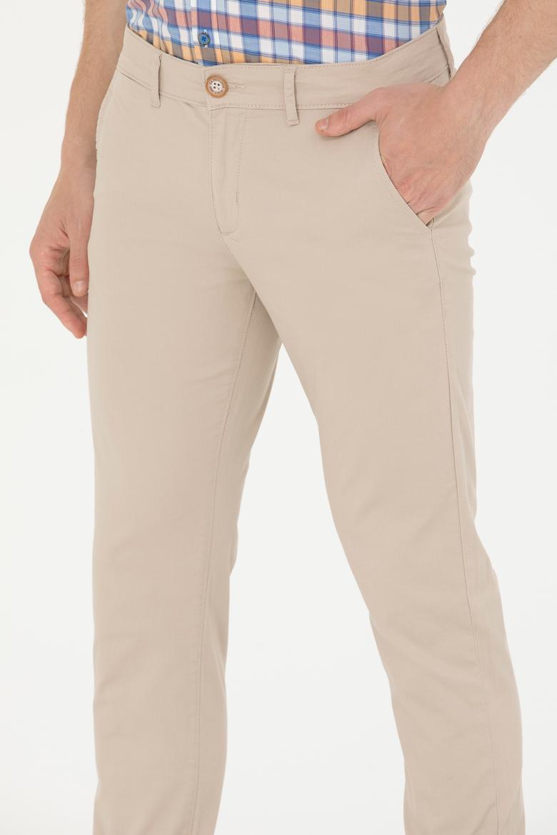 Erkek Slim Fit Taş Kanvas Pantolon - 50263889027