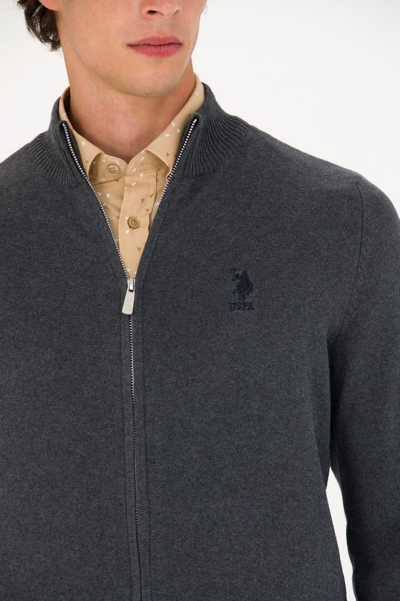 Erkek Antrasit Melanj Basic Triko Hırka - 50275842033