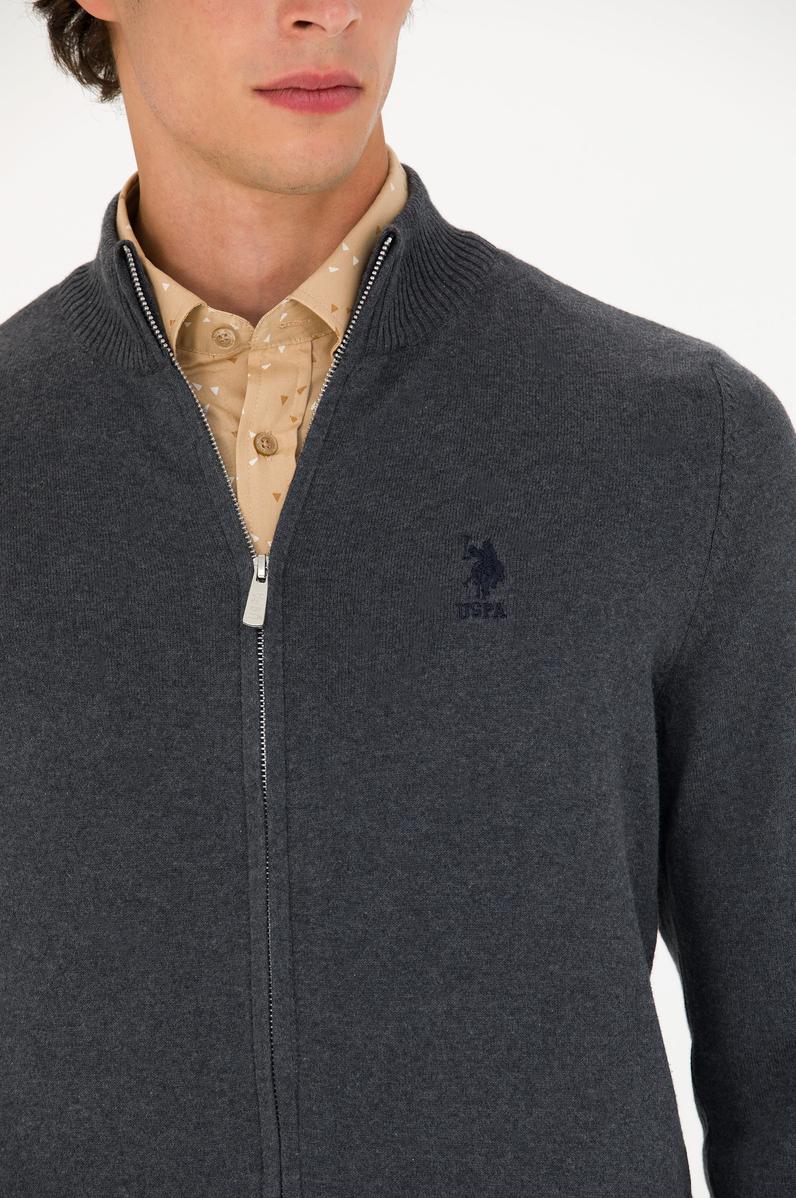 Erkek Antrasit Melanj Basic Triko Hırka