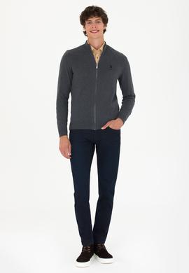 Erkek Antrasit Melanj Basic Triko Hırka - 50275842033