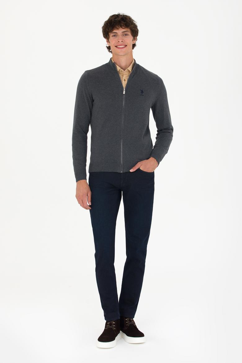 Erkek Antrasit Melanj Basic Triko Hırka - 50275842033