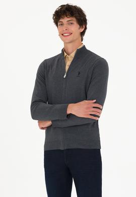 Erkek Antrasit Melanj Basic Triko Hırka - 50275842033