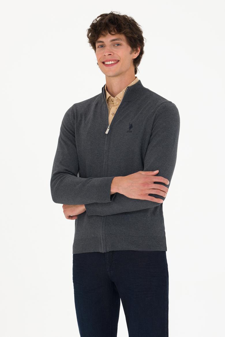 Erkek Antrasit Melanj Basic Triko Hırka - 50275842033