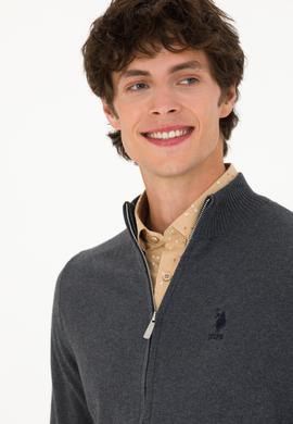 Erkek Antrasit Melanj Basic Triko Hırka - 50275842033