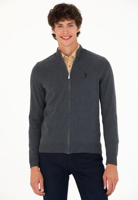 Erkek Antrasit Melanj Basic Triko Hırka - 50275842033